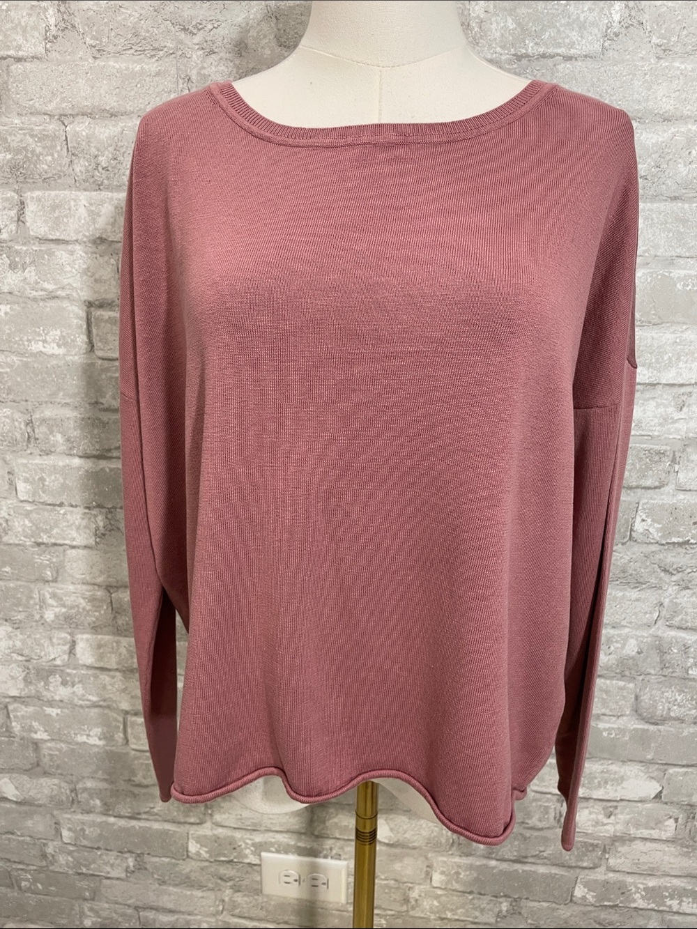 Garnet Hill Dusty Rose Silk Boatneck Pullover Sweater